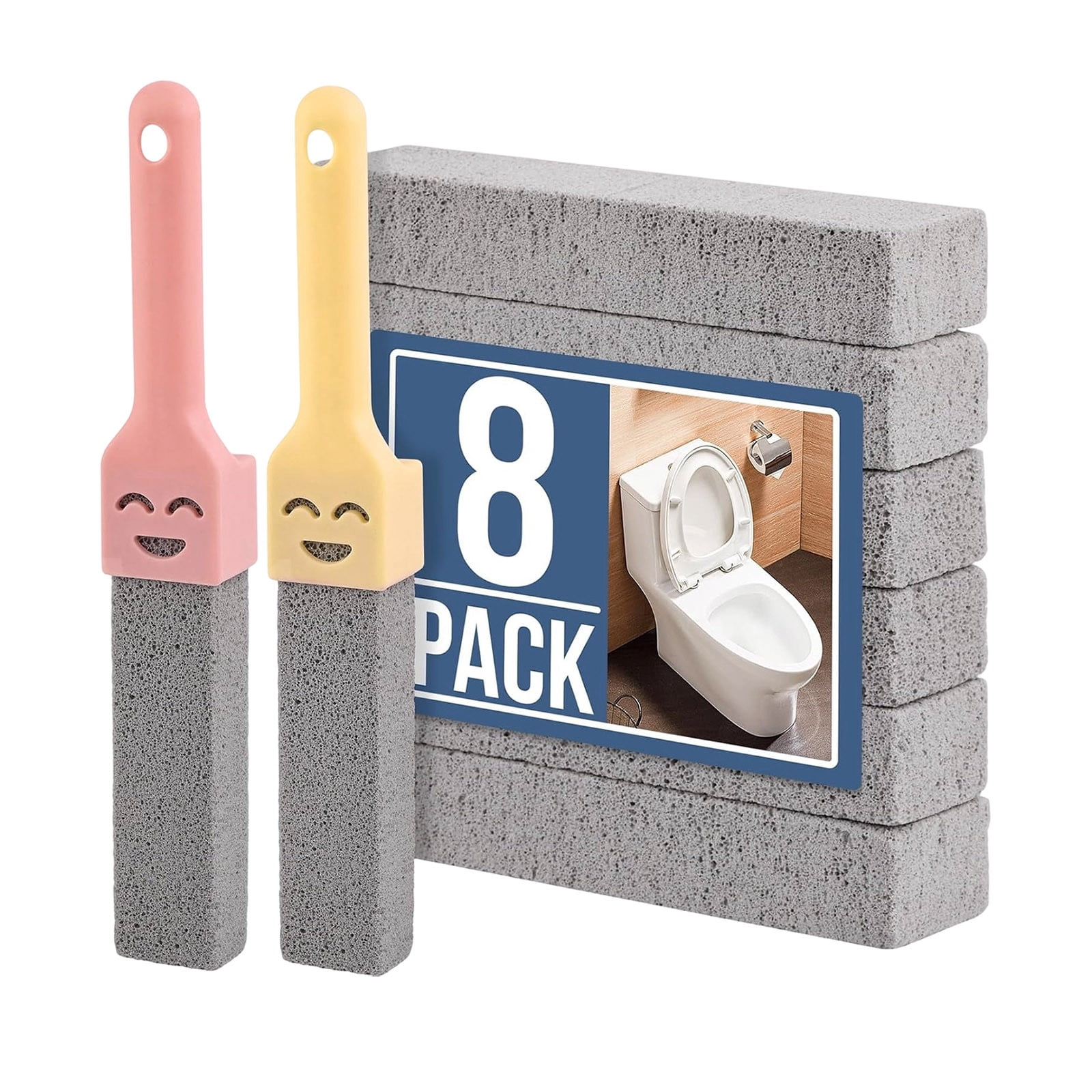8-Pack Toilet Cleaning Brushes with Silicone Scouring Pads, Non-Scratch ...