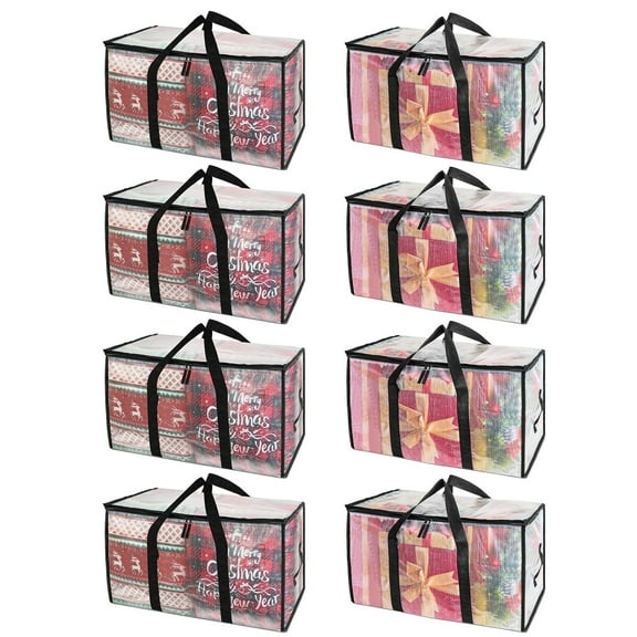 8 Pack Totes for Storage Large Moving Bags Heavy Duty,Moving Boxes with Zippers Top and Sturdy Handles,College Dorm Storage Bags for Space Saving and Packing,Collapsible Moving Supplies(Clear,93L)