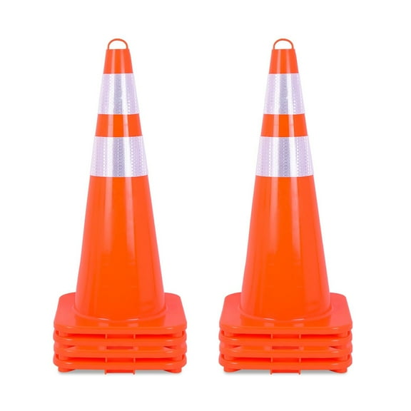 8 Pack Traffic Safety Cones, Safety Cones with Reflective Collars, PVC Construction Cone with Hand-Held Ring, Traffic Cone for Traffic Control, Driveway Road Parking