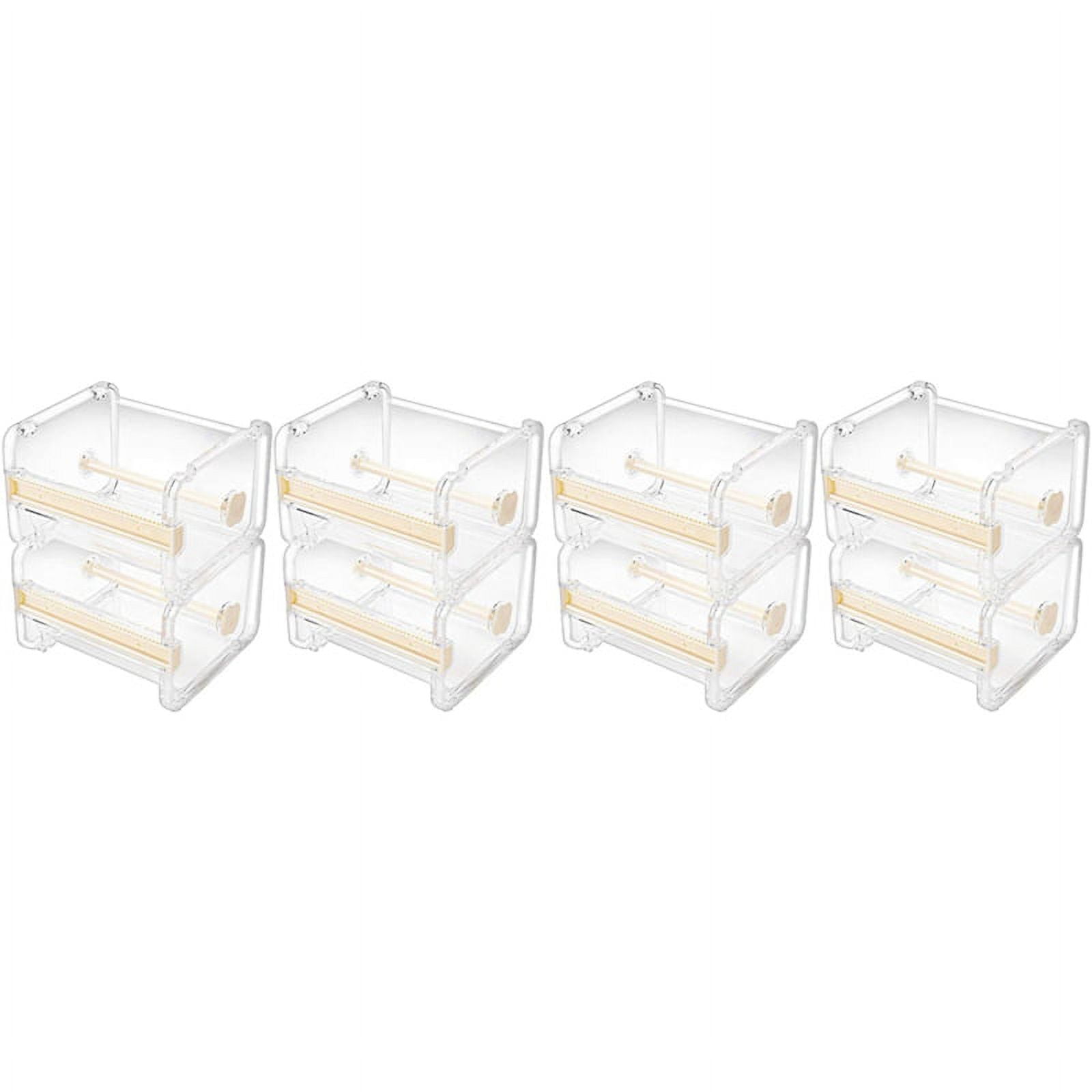 8 Pack Transparent Visible Desktop Multi Washi Masking Tape Dispenser,Tape Cutter,Roll Tape Holder,8 x Tape Dispenser,Beige & transparent