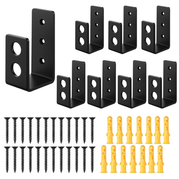 8 Pack U Bracket Door Barricade Security Holder with Screws Anchors Heavy Duty Iron