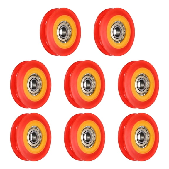 8 Pack U Type Groove Plastic Guide Bearing 8x45x11mm, U Type Pulley Roller, (Red)