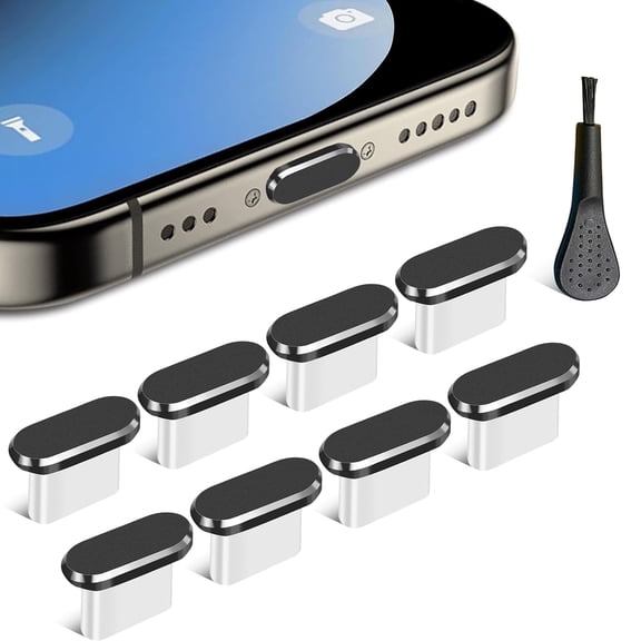 8 Pack USB C Dust Plug, Type C Anti Dust Plug Cover Charging Port Protector Cap with Cleaning Brush for iPhone 15 Series, Samsung Galaxy S22/S21/S20, Note 20/10, All USB C Devices