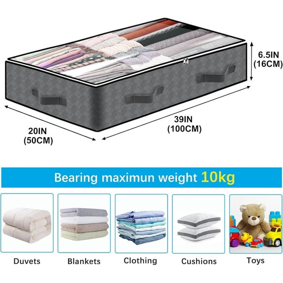 8 Pack Under Bed Storage Containers, 90L Collapsible Closet Organizers with  Window