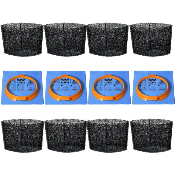 8-Pack Universal Foam Filter ,4-Pack Cloth Filter & Clamp,Compatible with Hyper Tough 3-4 Gallon Wet/Dry Vac Buckethead Filter Replacement Bundle