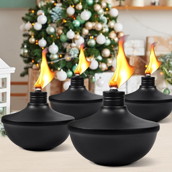 8-Pack Upgraded Tabletop Torches, 24 oz Citronella Torch Lights, Refillable Torch with Wicks, Covers, and Funnel Included - Ideal for Garden, Patio, Deck, Yard, Party, Landscape