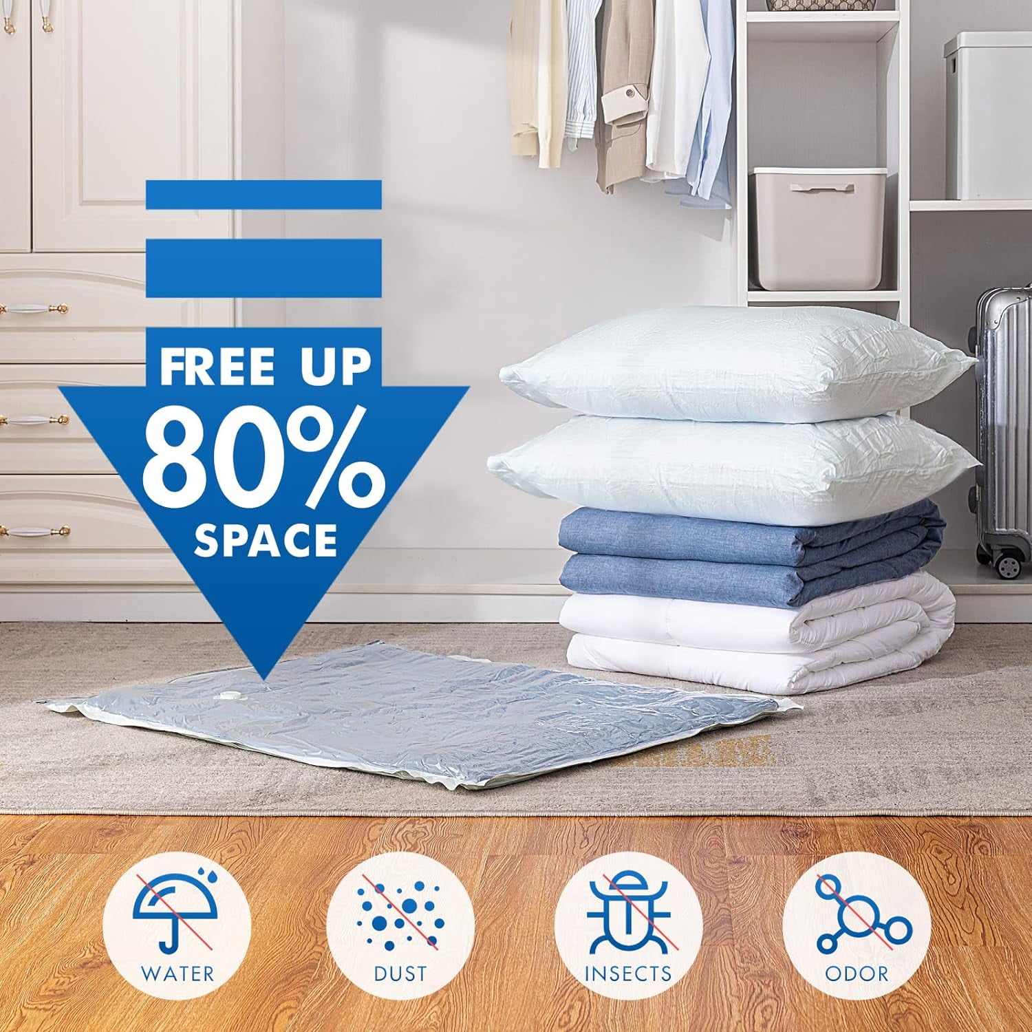 8 Pack Vacuum Storage Bags For Comforter And Blankets, Jumbo Vacuum ...