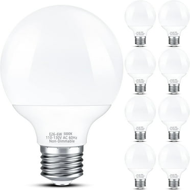 8-Pack Vanity Light Bulbs, Daylight White 5000K, 60W Equivalent, 600LM, G25 LED Globe Light Bulbs with E26 Base for Bathroom Mirror, Non-dimmable