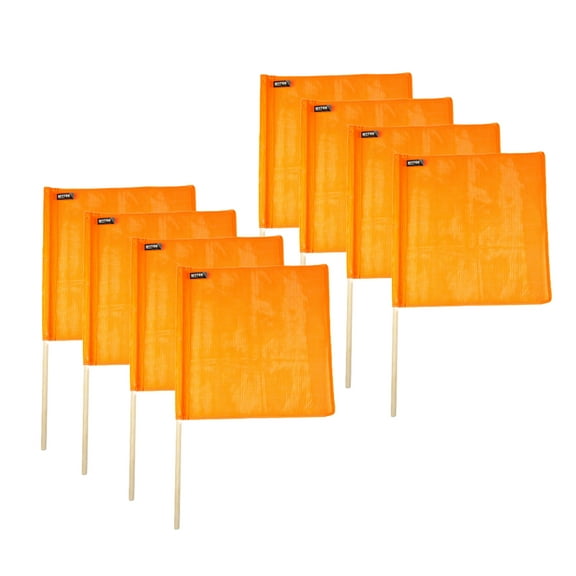 (8 Pack) Vinyl Mesh Flag with Wooden Dowel 18" x 18" - Orange