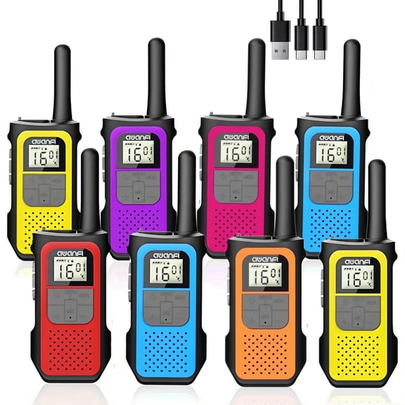 8 Pack Walkie Talkies, Rechargeable Walkie Talkie for Kids  Adults, Long Range, High Quality Family Pack 22 FRS Channels, for Outdoor Camping Hiking (2 X 4 Pack)