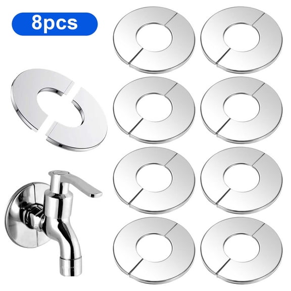 8 Pack Wall Split Flange, EEEkit Stainless Steel Pipe Collar Cover, Pipe Collar Cover for 0.9'' Diameter Pipe, Silver
