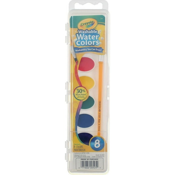 8-Pack Washable Watercolors - Basic Colors