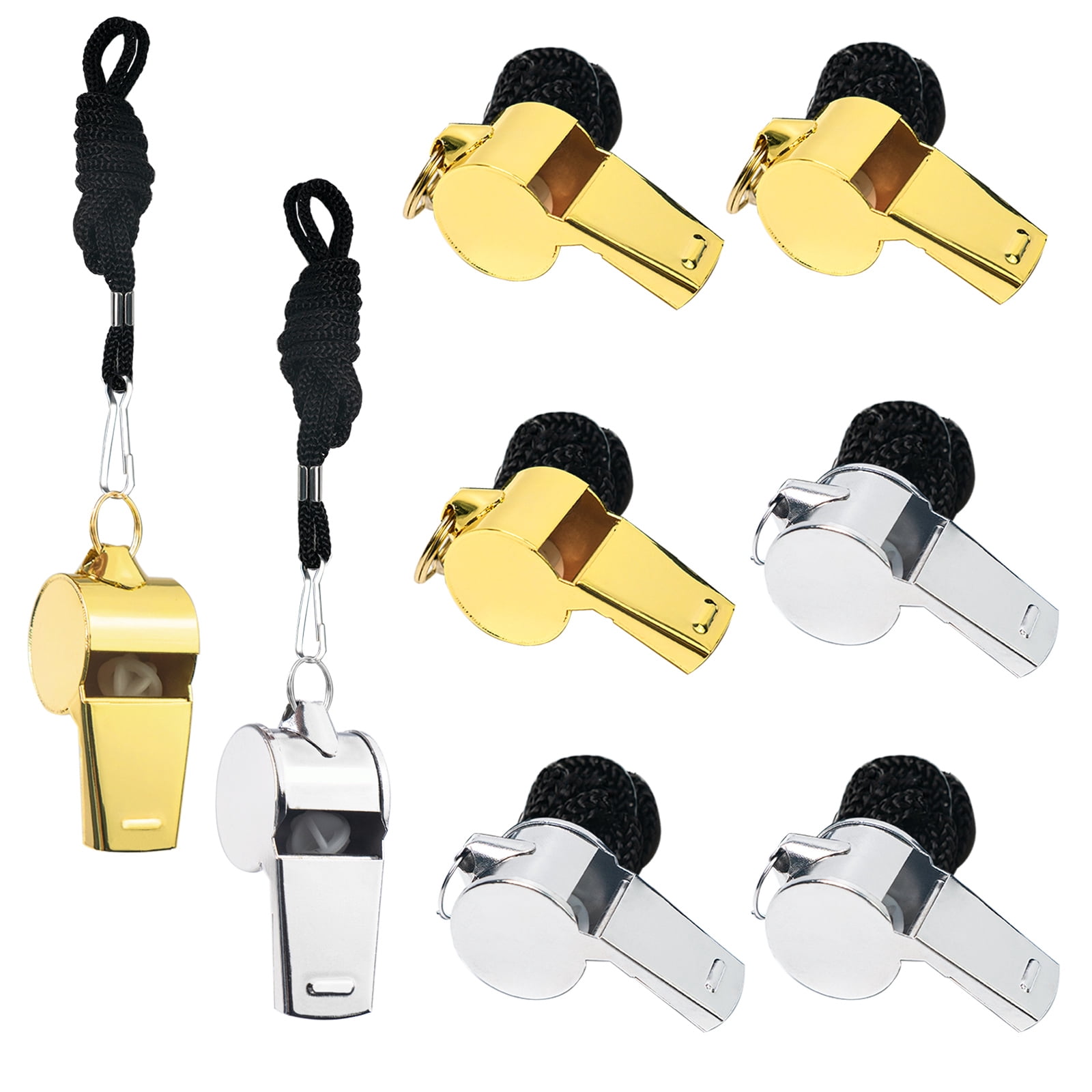 8 Pack Whistles, Stainless Steel Coach Whistles for Adults, Loud Whistle, Sports Whistle with Lanyard, Metal Whistle Emergency for Polices Adults Teachers Students Outdoor Sports