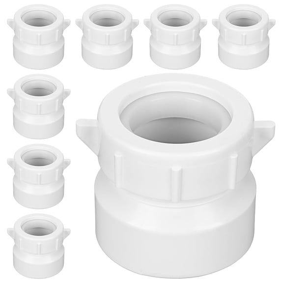 8 Pack White 1-1/2 Hub x 1-1/4 Slip PVC Trap Adapter Dwv Drain Pipe Coupling P-trap Connector Fitting for Bathroom Kitchen Sink