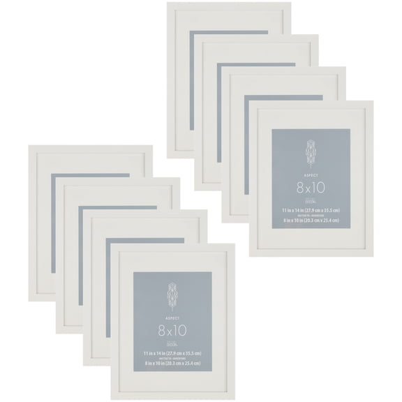 8 Pack: White 8" x 10" Frame with Mat - Aspect by Studio Decor