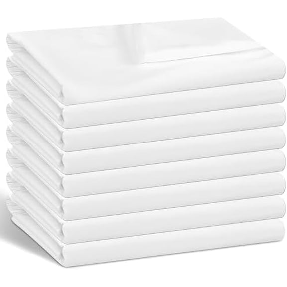8 Pack White Bulk Flat Sheets Only Full Size, Easy Sort Top Bed Sheet by -Coded Hem Threads, Soft Durable Brushed Microfiber Fabric Hotel Airbnbs Essentials for Hosts, 81"x96"$$Bedding