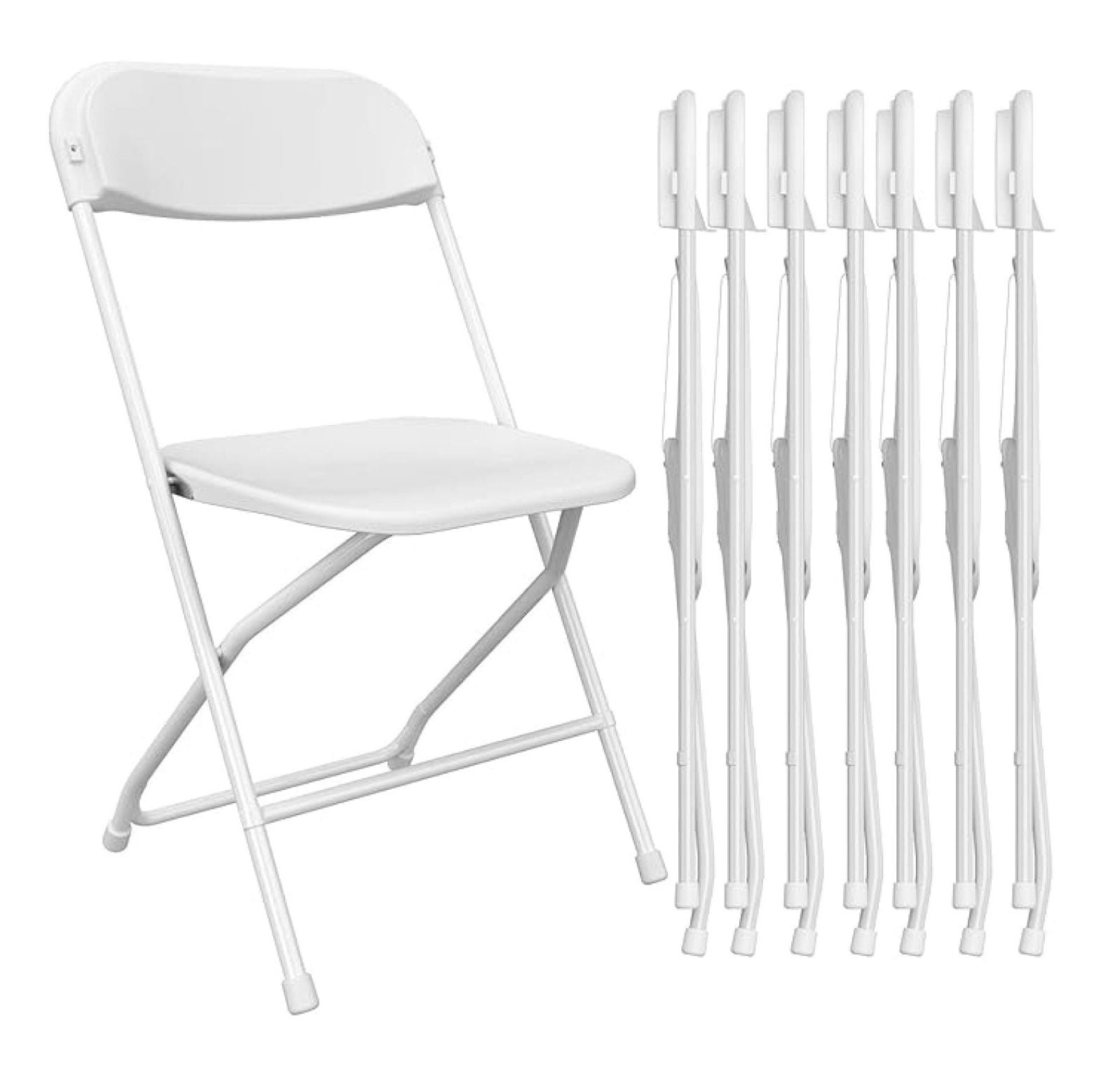 8 Pack White Folding Chair, Plastic Folding Chairs for Outside, Indoor ...