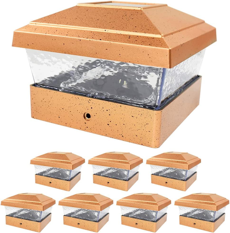 8 Pack Copper Outdoor Garden 5 x 5 Solar LED Post Deck Cap Square Fence