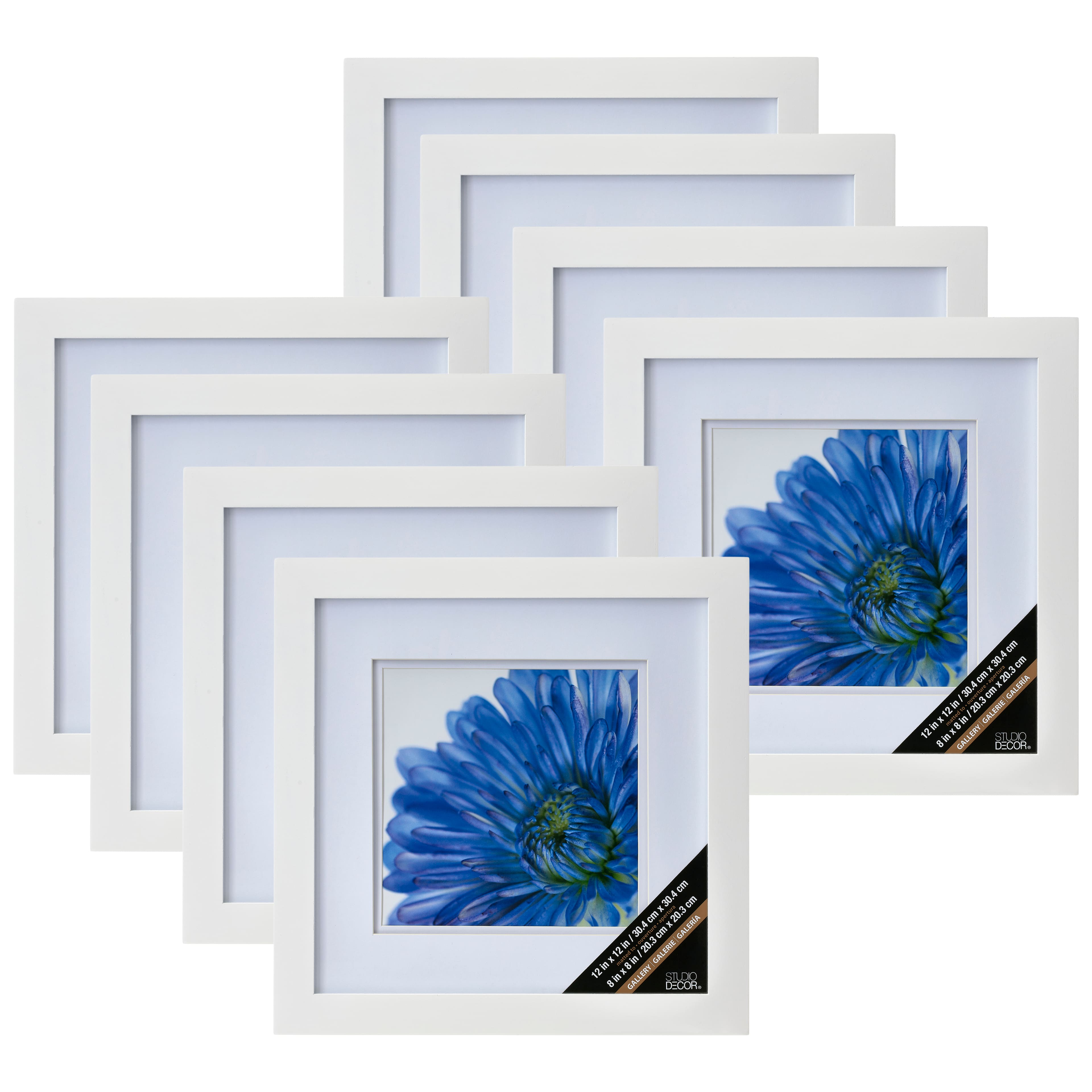 8 Pack White Square Gallery Wall Frame with Double Mat by Studio Décor
