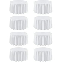 8 Pack White Tablecloth 60 x 102 Inch Polyester Table Cloth for 6 Foot Rectangle Tables, Wrinkle Resistant Washable Decorative Fabric Table Covers for Wedding Party Banquet Buffet and Camping