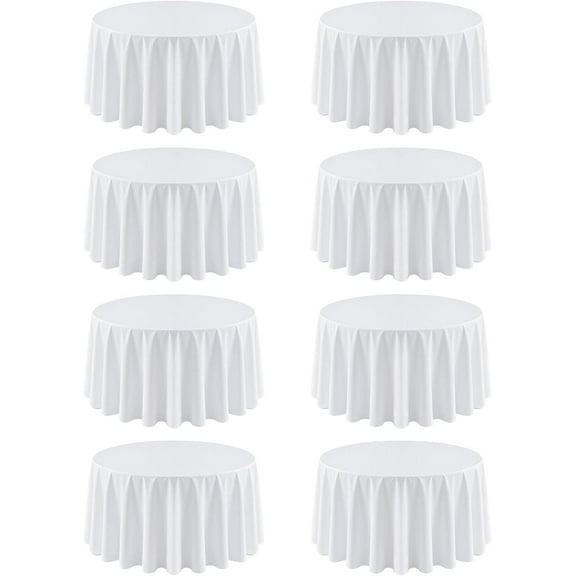 8 Pack White Tablecloth 60 x 102 Inch Polyester Table Cloth for 6 Foot Rectangle Tables, Wrinkle Resistant Washable Decorative Fabric Table Covers for Wedding Party Banquet Buffet and Camping