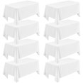thumbnail image 1 of 8 Pack White Tablecloth 60 x 84 Inch, Rectangle Table Cloth for 4 Foot Table, Stain and Wrinkle Resistant Washable Polyester Fabric Table Cover for Wedding Dining Table Buffet Parties and Camping, 1 of 4