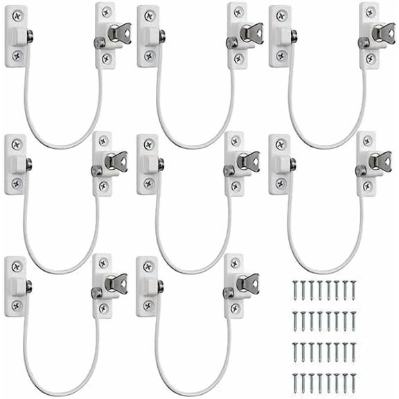 8 Pack Window Restrictor Locks, UPVC Lockable Window Door Locks with Keys, Childproof Cable Restrictor Lock Casement Window Guards Child Safety Anti Theft Window Locks for Home Baby Security
