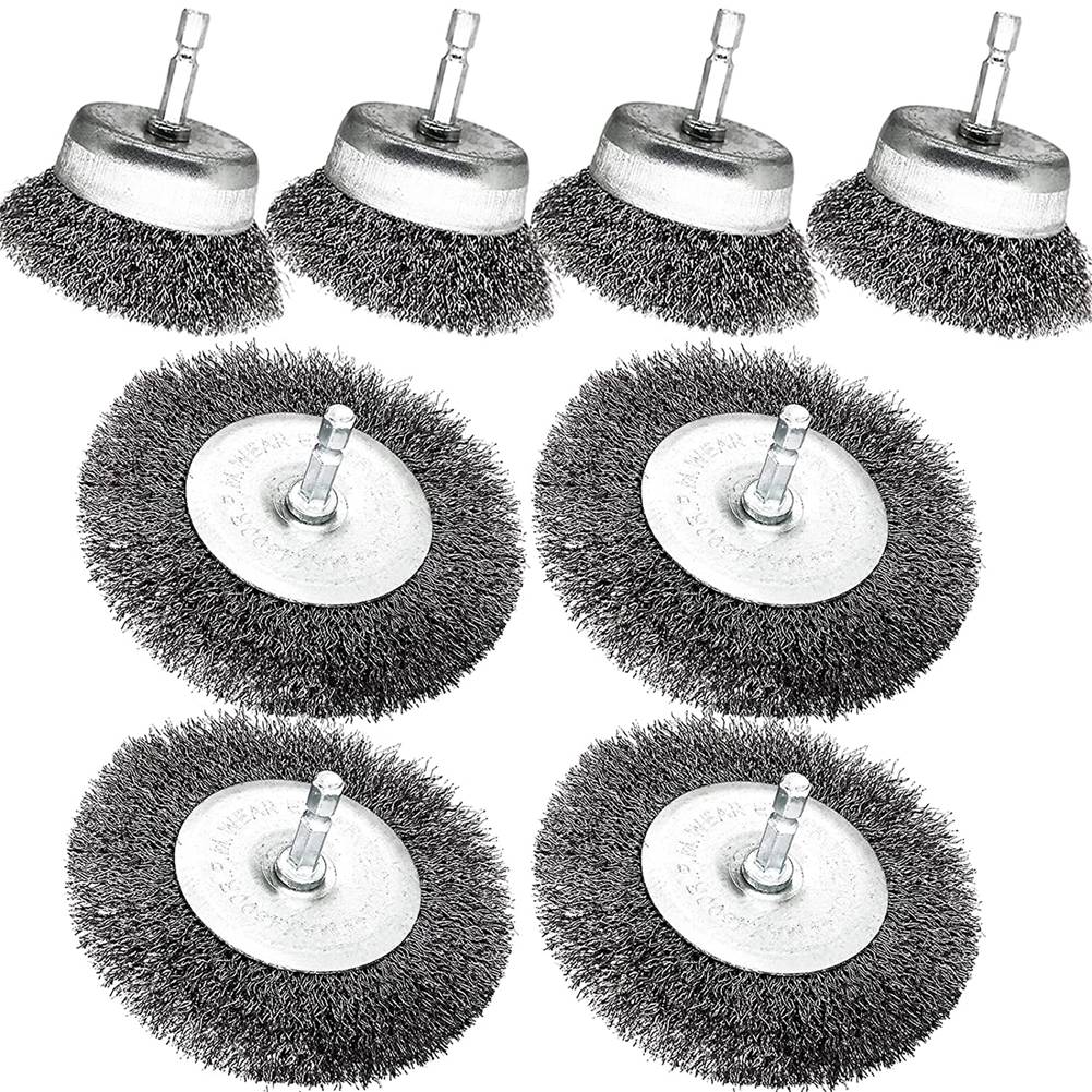 8 Pack Wire Brush for Drill, 3 Inch DriIl Wire Brushes,1/4 Inch Hex