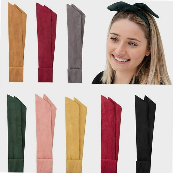 8 Pack Wire headbands for Women with Rabbit Ears Bow Twist Headband Solid Color Vintage Wire Hair Holder