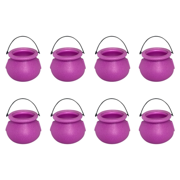 8 Pack Witch Cauldron Bucket Set, Mini Plastic Pot for Halloween Holiday DIY Party Table Decorations