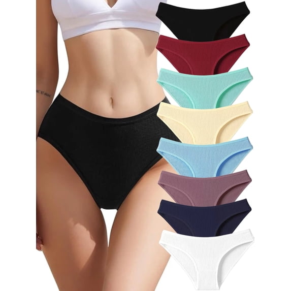 8 Pack Women'S Underwear High Leg Brief Underwear for Women Pack High Waisted Briefs Soft Breathable Panties