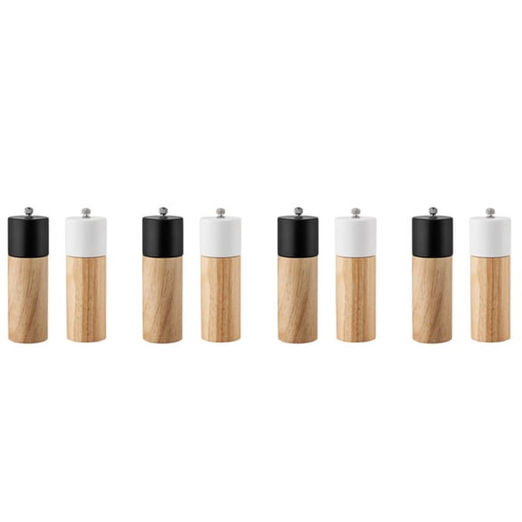 8 Pack Wooden Salt and Pepper Mill Spice Nuts Mills Handheld Seasoning Grinder Bottle Cooking Home
