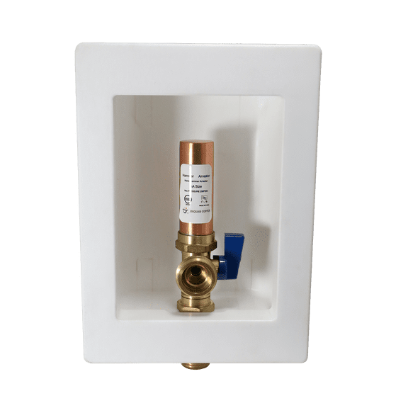 8 Pack XFITTING Premium Washing Machine Outlet Box, 1/2 Inch MIP / Sweat x 3/4 inch MHT, White (Copper Hammer Arrestor) Washer Faucet Recessed Box