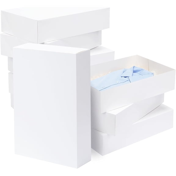 8 Pack XL Large White Gift Boxes with Lids 17x11x4 Inch