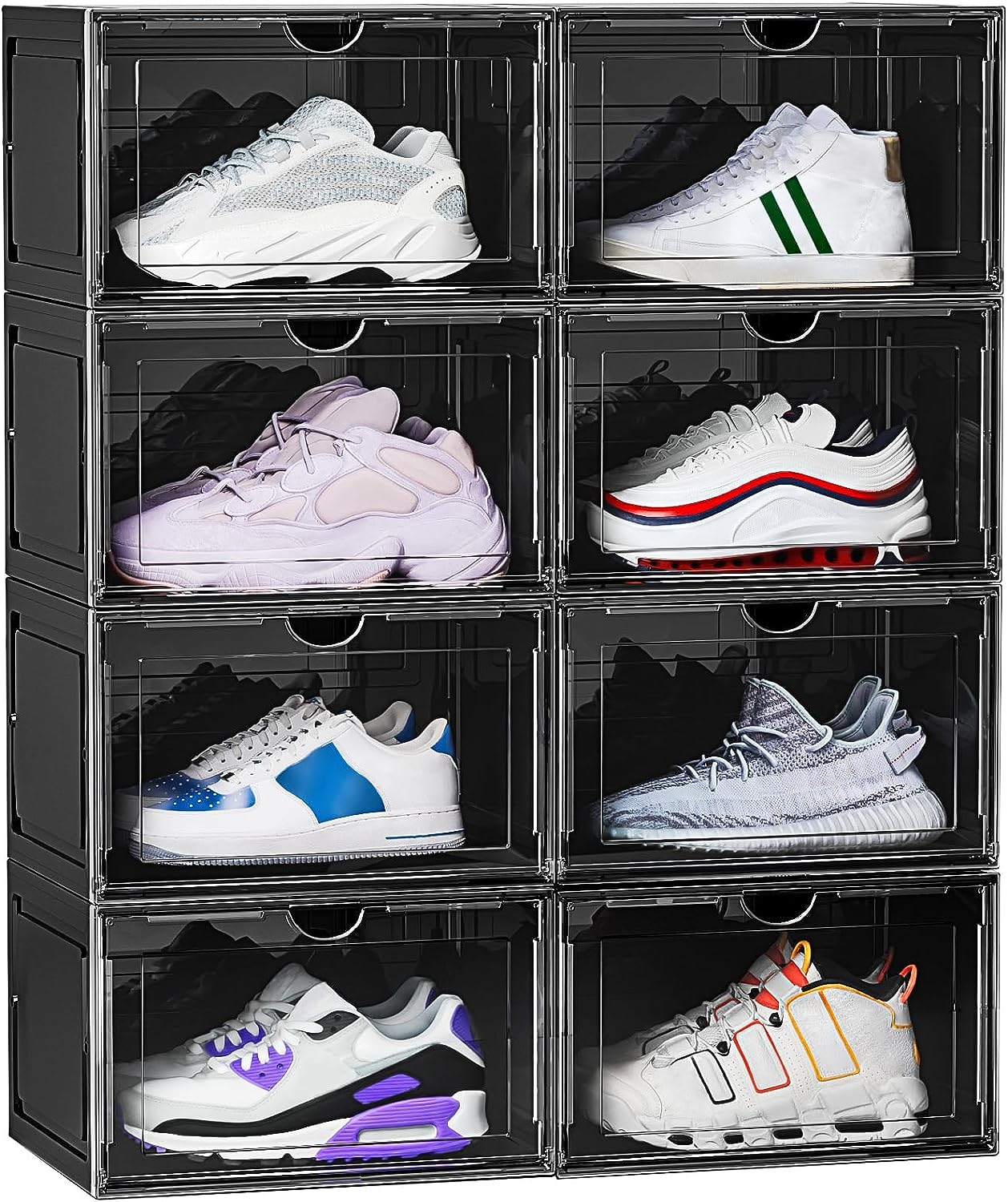 8 Pack XL Shoe Storage Box Organizer,Drop Side Large Shoe Boxes Clear ...