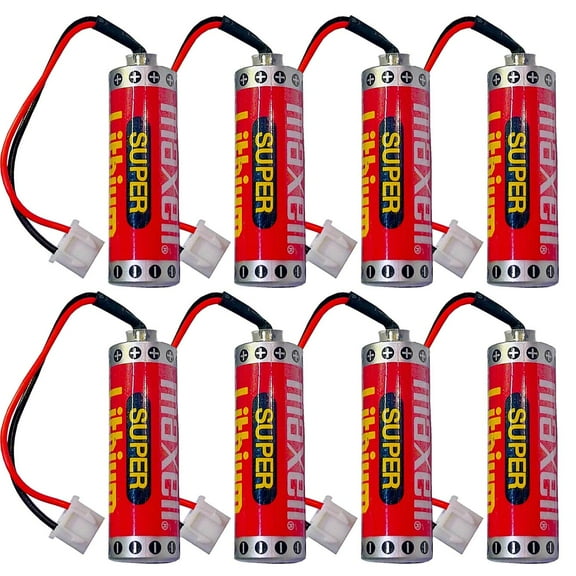 (8-Pack) er6c Battery 1800mah 3.6v Replace for Mitsubishi fx2n-128mr fx1n PLC with White Plug