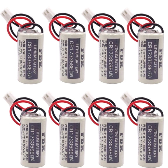 〔8 Pack〕for FDK CR17335SE 3V PLC Battery for Epson Robot Controller RC Series Battery R13B060003 (White Plug)