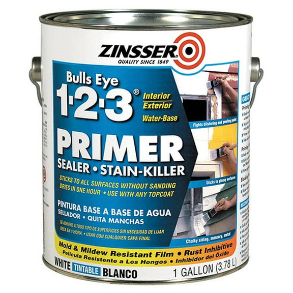 8-Pack of 1 gal Zinsser 02001 White Bulls Eye 1-2-3 Water-Based Stain Blocking Primer/Sealer