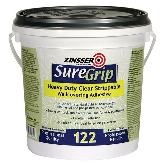 8-Pack of 1 gal Zinsser 02881 Clear SureGrip Heavy Duty Strippable Wallcovering Adhesive