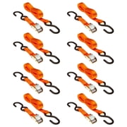 8-Pack of 1in x 10' Cam Buckle Straps with S-Hooks