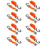 8-Pack of 1in x 6' Cam Buckle Straps with S-Hooks