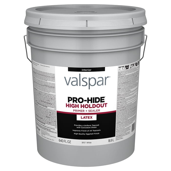8-Pack of 5 gal Valspar 91117 White Pro-Hide Interior High Holdout Latex Primer