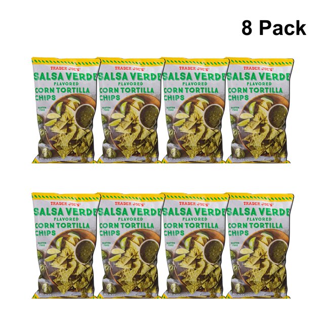 8 Pack of Trader Joe’s Salsa Verde Flavored Corn Tortilla Chips 9 Oz