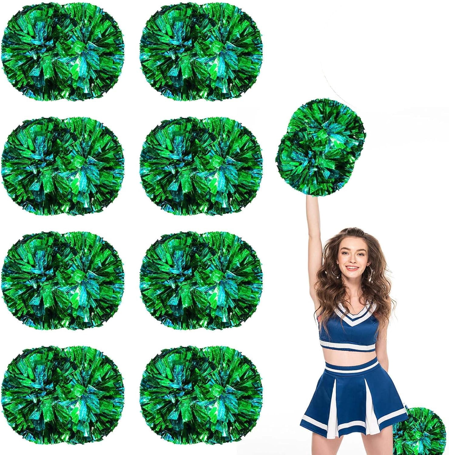 8 Pack pom poms Cheer,Handheld Cheer pom poms, Sports Cheer Plastic Pom Poms Cheerleading for Sports Team Spirit Cheering (Blue+Gold)