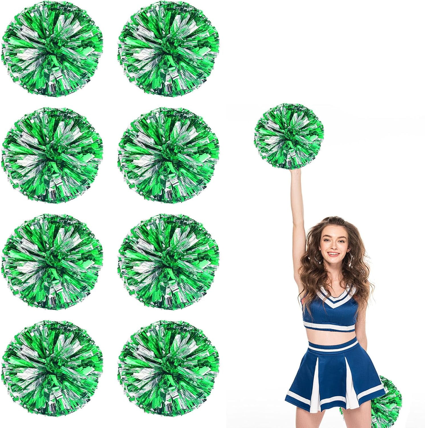 8 Pack pom poms Cheerleading,Cheerleading poms Sports Dance Cheer Plastic Pom Poms Cheerleading for Sports Team Spirit (Blue Gold)