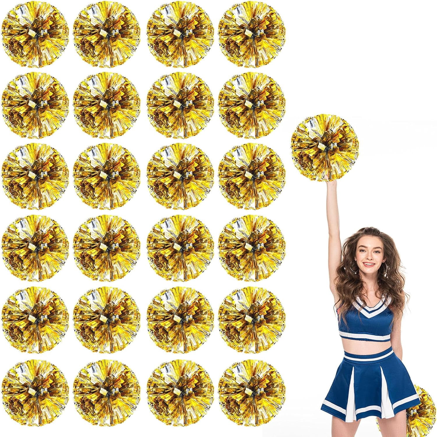 8 Pack pom poms Cheerleading,Cheerleading poms Sports Dance Cheer Plastic Pom Poms Cheerleading for Sports Team Spirit (Green+Silver)