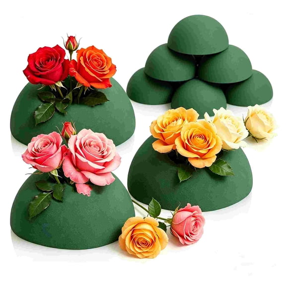MODANU 8 Pack Floral Dry Foam Half Ball Green Floral Foam Round Foam Block Dry Foam Balls Craft Supplies Large Flower Foam Craft Foam for Artificial Plant Floral Arrangement (5.51 x 2.76 inch )