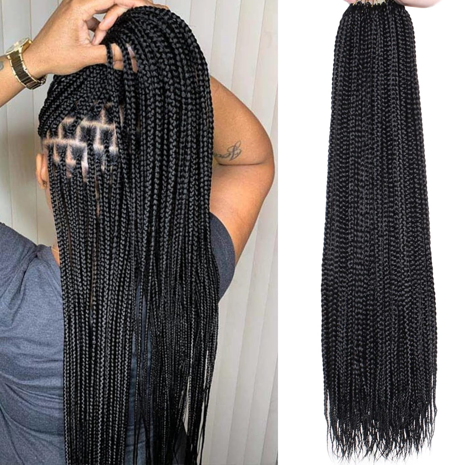 8 Packs 24 Inch Box Braids Crochet Hair Pre-Looped Knotless Medium 3X ...