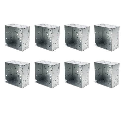 8 Packs 4" Square Electrical Box, 2-1/8'' Deep Metal Electrical Junction Box, Galvanized