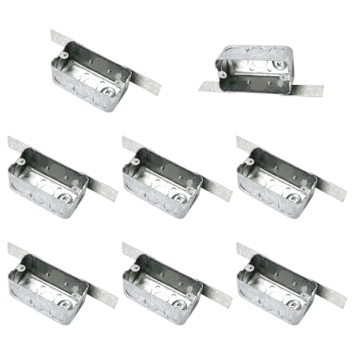 8 Packs 4 x 2 Inch Metal Electrical Box with Bracket, 1/2 Inch End Knockouts Electrical Box, Wood/Metal Stud Bracket Welded, Junction Box, Galvanized$$Tools & Hardware Other